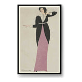 Elegant Woman In Black And Pink - Framed Wall Art