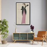Elegant Woman In Black And Pink - Framed Wall Art