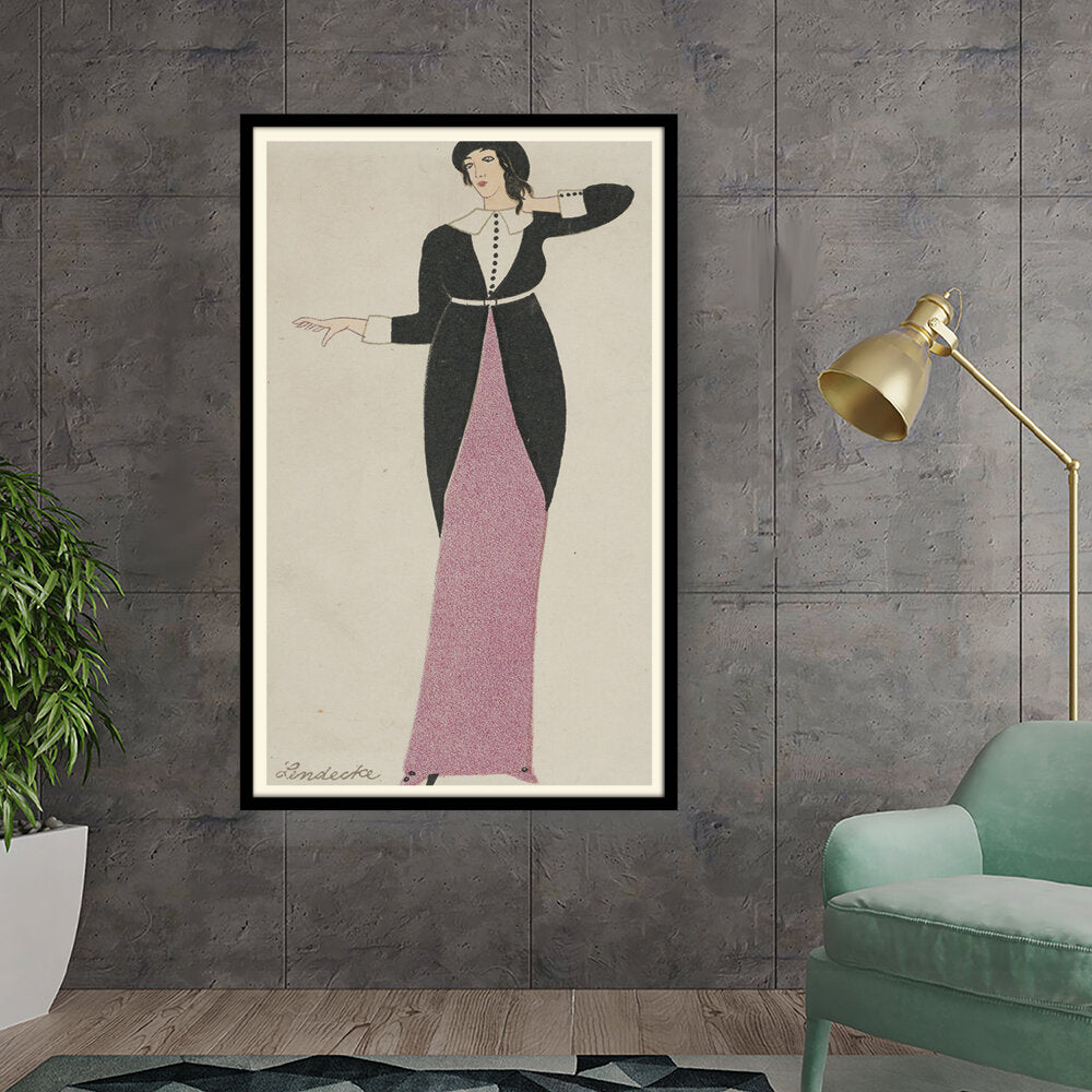 Artist3 - Art - Elegant Woman In Black And Pink - Framed Wall Art