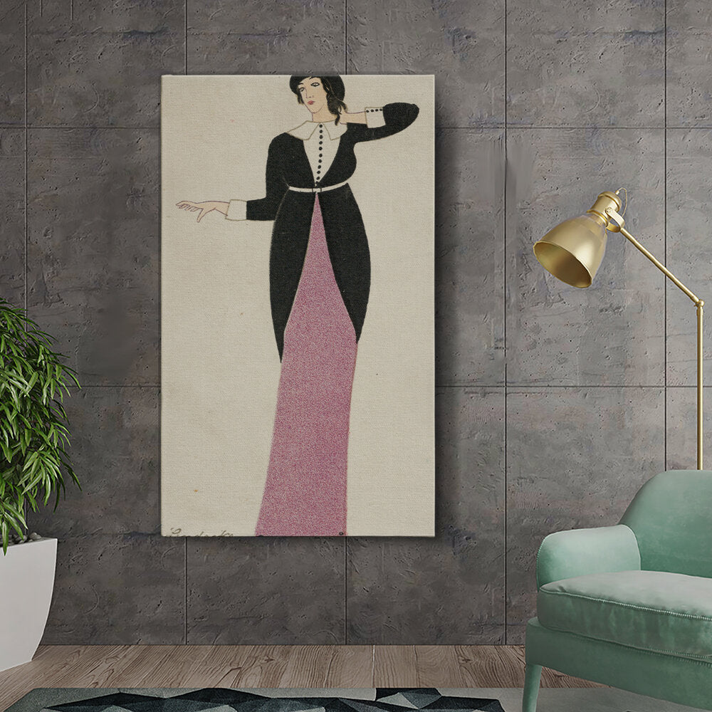 Artist3 - Art - Elegant Woman In Black And Pink - Wall Canvas