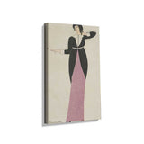 Elegant Woman In Black And Pink - Wall Canvas