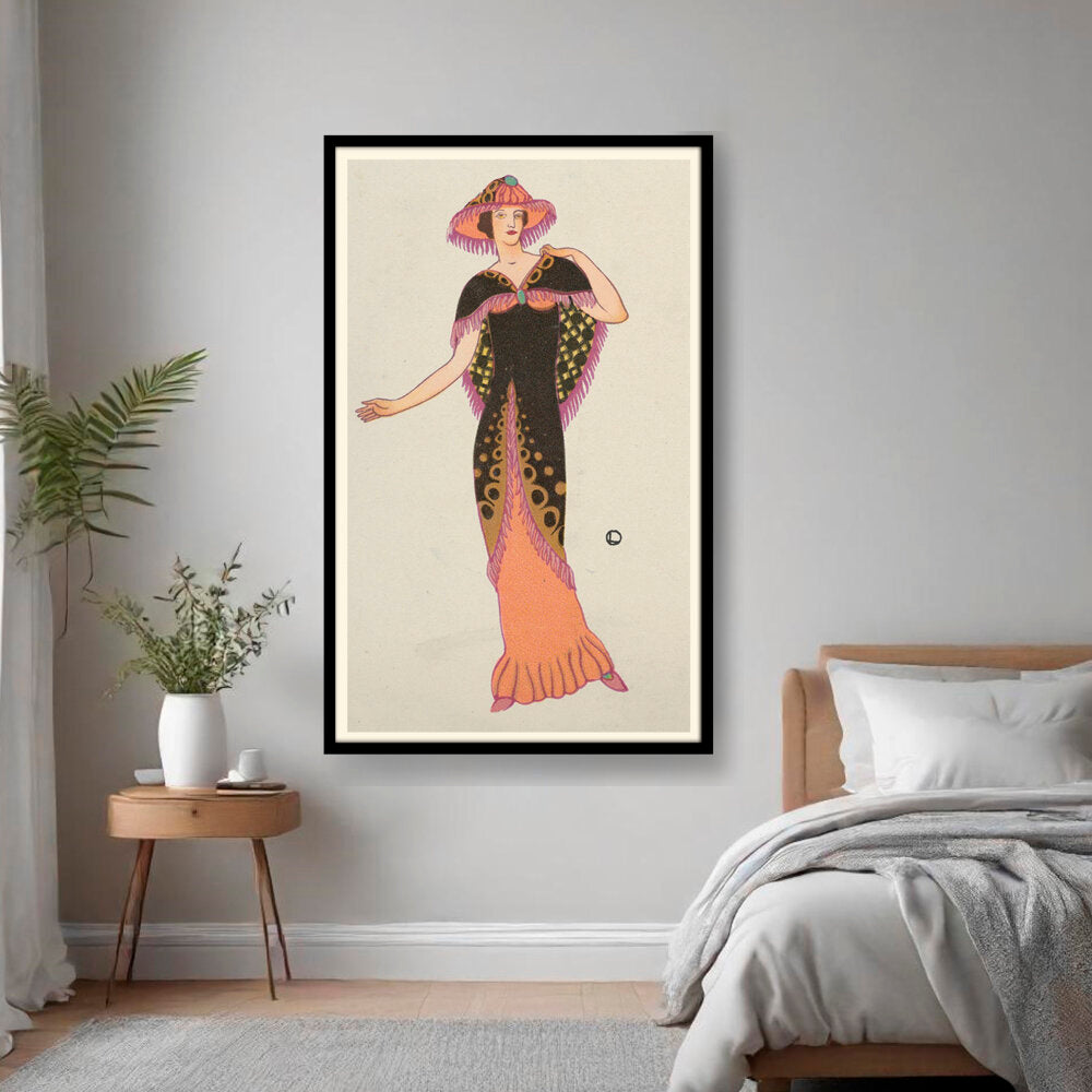 Artist3 - Art - Elegant Lady In Vintage Dress - Framed Wall Art