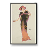 Elegant Lady In Vintage Dress - Framed Wall Art