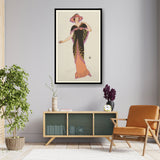 Elegant Lady In Vintage Dress - Framed Wall Art