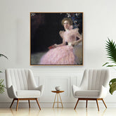 Artist4 - Art - Elegant Portrait In Pink - Floating Framed Canvas