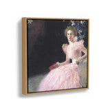Elegant Portrait In Pink - Floating Framed Canvas