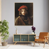 Young Man With A Red Hat - Floating Framed Canvas