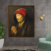 Artist4 - Art - Praying Old Woman - Framed Canvas