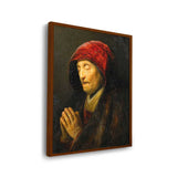 Praying Old Woman - Framed Canvas