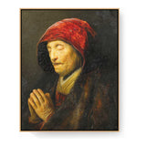 Praying Old Woman - Floating Framed Canvas