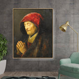 Artist4 - Art - Praying Old Woman - Floating Framed Canvas