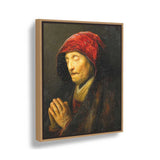 Praying Old Woman - Floating Framed Canvas