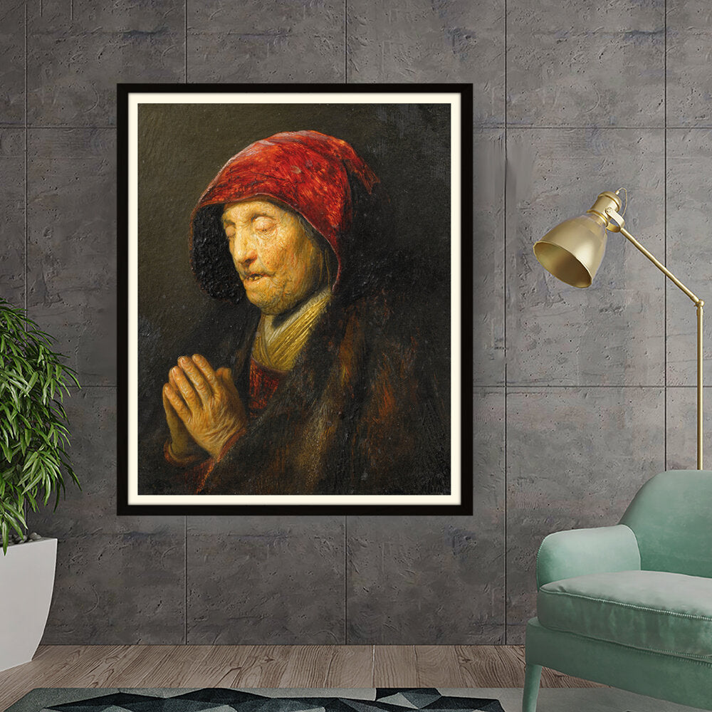 Artist4 - Art - Praying Old Woman - Framed Wall Art