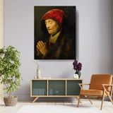 Praying Old Woman - Wall Canvas