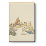 Villagers Grinding Corn - FLOATING FRAME