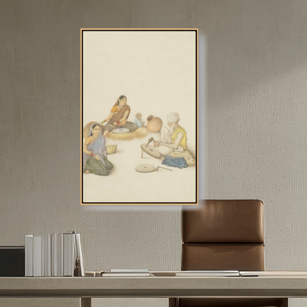 Artist5 - Art - Villagers Grinding Corn - FLOATING FRAME