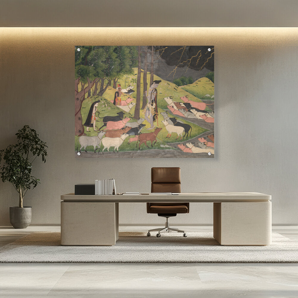 Artist5 - Art - Krishna Summoning The Cows - Acrylic Wall Photo