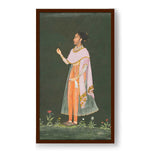 Lady Holding A Flower - Framed Canvas