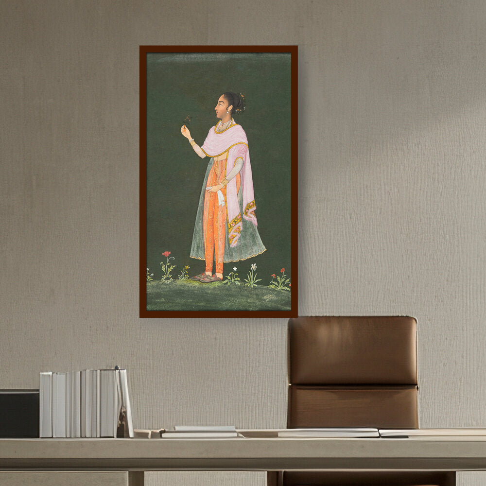 Artist5 - Art - Lady Holding A Flower - Framed Canvas
