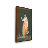 Lady Holding A Flower - Framed Canvas