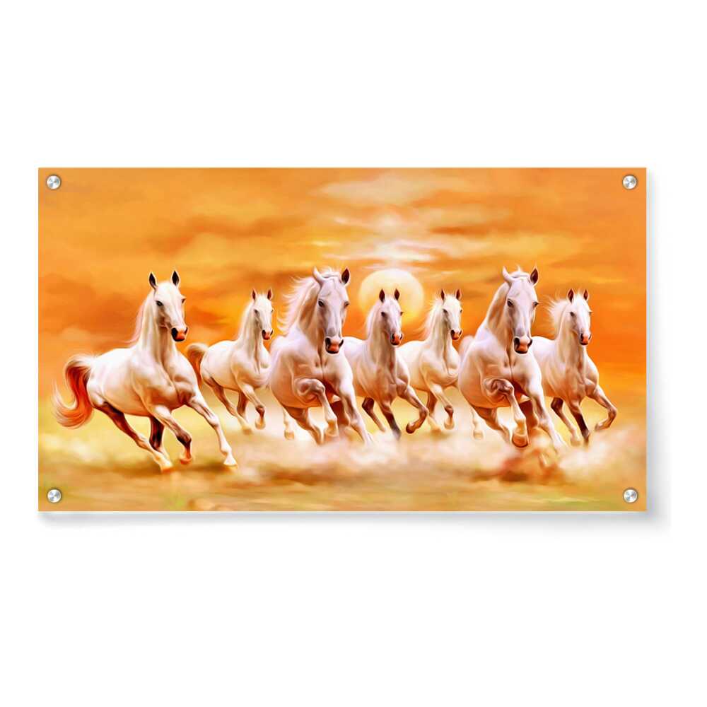 Artist5 - Art - Seven Lucky Running Horses - Acrylic Wall Photo