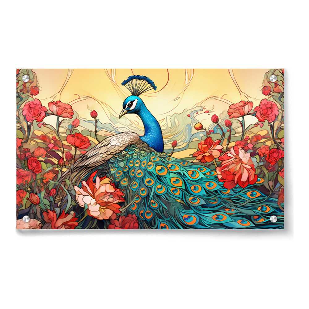 Artist5 - Art - Vibrant Peacock In Nature - Acrylic Wall Photo