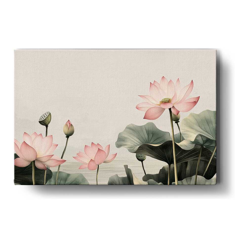Artist5 - Art - Lotus Border Flower - Wall Canvas