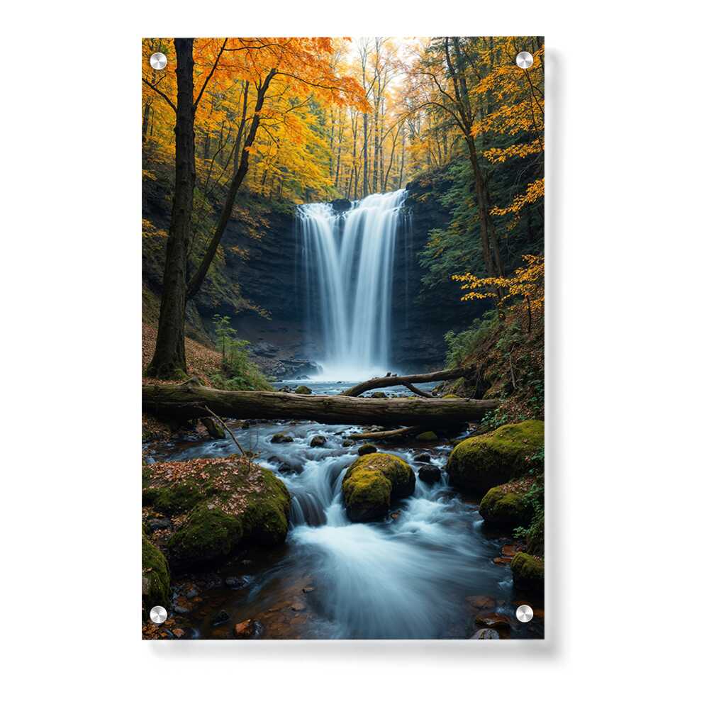 Artist5 - Art - Lush Forest Waterfall - Acrylic Wall Photo