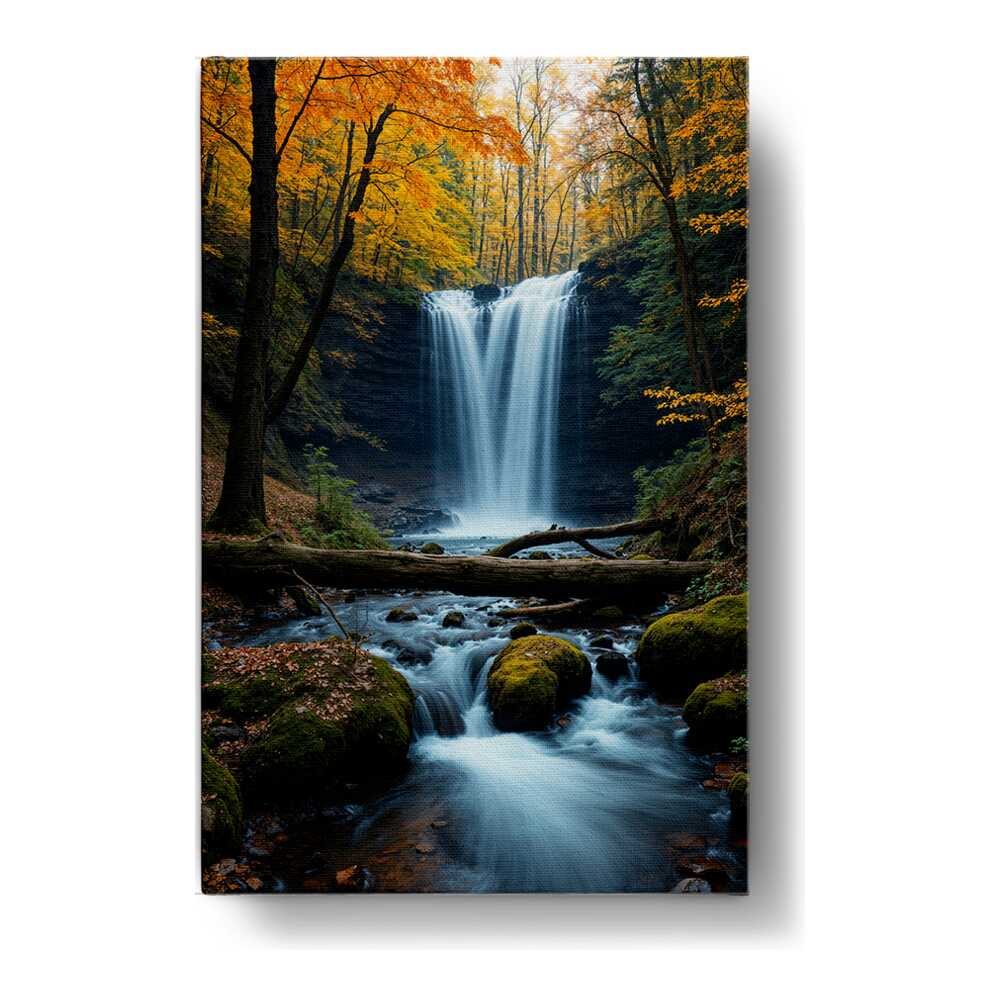 Artist5 - Art - Lush Forest Waterfall - Wall Canvas