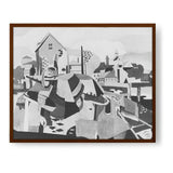 Artist5 - Art - Drawing Of A Village - Framed Canvas