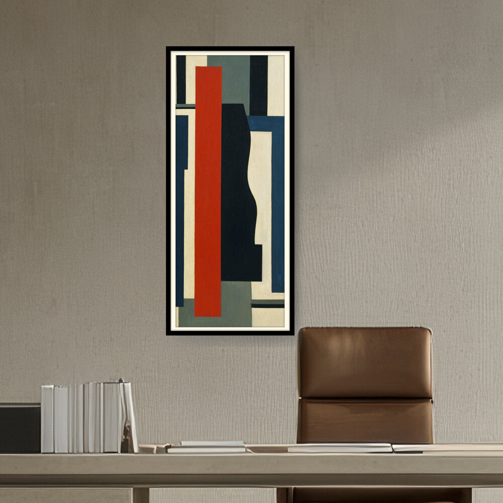 Artist5 - Art - Red, Black And White Squares - WALL MOUNT FRAME