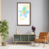 Yellow And Blue Feathers - Framed Canvas