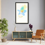Yellow And Blue Feathers - WALL MOUNT FRAME
