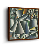 Woman With Pails - Framed Canvas