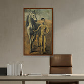 Artist5 - Art - Boy Leading A Horse - Framed Canvas