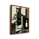 Glass, Guitar, And Bottle - Framed Canvas