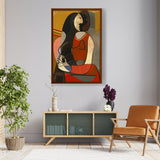 Seated Woman - Framed Canvas