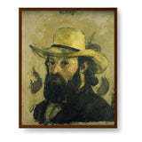 Self Portrait In A Straw Hat - Framed Canvas