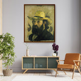 Self Portrait In A Straw Hat - Framed Canvas