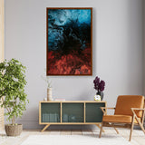 Blue And Red Mix Splash - Framed Canvas