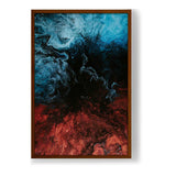 Blue And Red Mix Splash - Framed Canvas