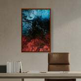 Artist5 - Art - Blue And Red Mix Splash - Framed Canvas