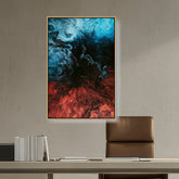 Artist5 - Art - Blue And Red Mix Splash - FLOATING FRAME