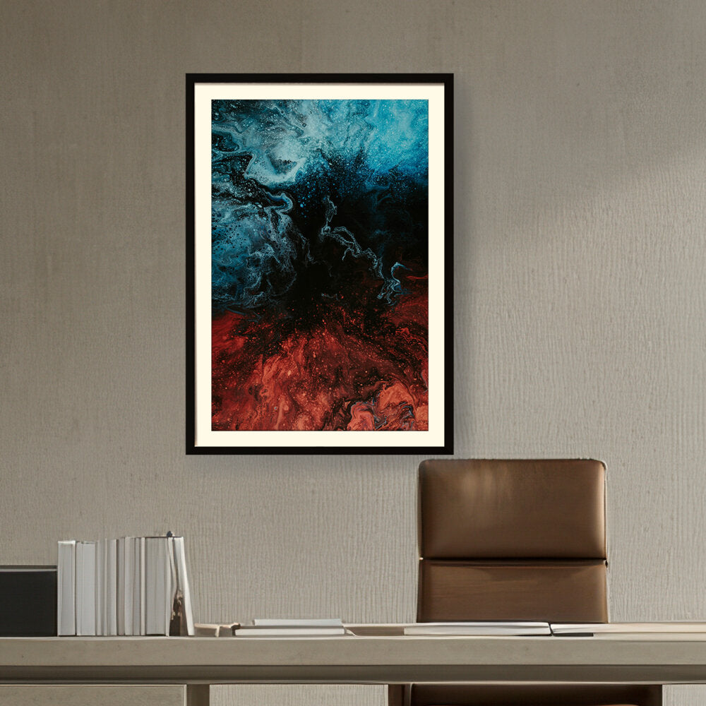 Artist5 - Art - Blue And Red Mix Splash - WALL MOUNT FRAME