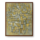 Composition In Brown And Gray - Framed Canvas
