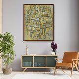 Composition In Brown And Gray - Framed Canvas