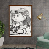 Artist6 - Art - Portrait Of A Girl With Toy - Framed Canvas