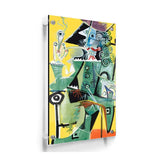 Seated Figure With Yellow Background - Acrylic Wall Photo