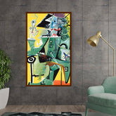 Artist6 - Art - Seated Figure With Yellow Background - Framed Canvas