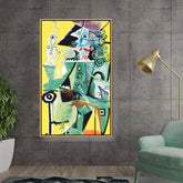 Artist6 - Art - Seated Figure With Yellow Background - Floating Framed Canvas